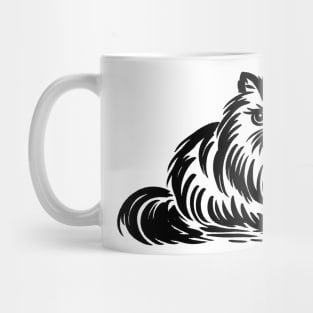 Stick figure of Persian cat in black ink Mug